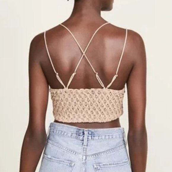 NWT Free People Adella Bralette Nude Crochet Lace Longline Bra Sz XL Balletcore - Picture 3 of 8
